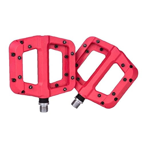 Mountain Bike Pedal : Chtom Bicycle Pedals Non-slip Lightweight Nylon Mountain Bike Bearing Pedals Blue 1pair (Color : Red)