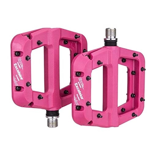 Mountain Bike Pedal : Chtom Mountain Bike Pedals Nylon Fiber Bearing Lightweight Mountain Road Bicycle Platform Pedals Bicycle Flat Pedals Non-slip Bicycle Platform Pedals for Bike Rosy 1 Pair (Color : Rosy)
