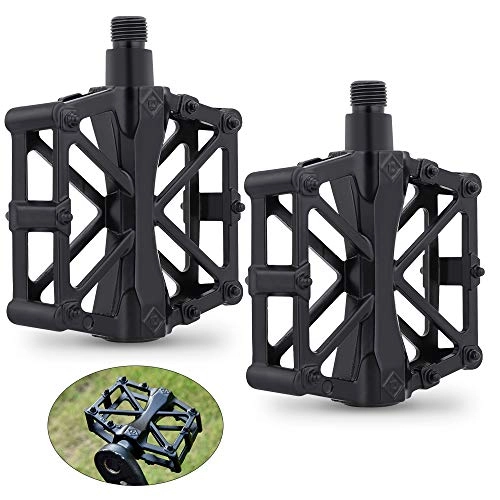 Mountain Bike Pedal : CHUER Mountain Bike Pedals, Aluminium Alloy Flat Platform Bicycle Pedals MTB BMX Mountain Bike Cycling Racing Left Right Pedal Axle 9 / 16 Inch
