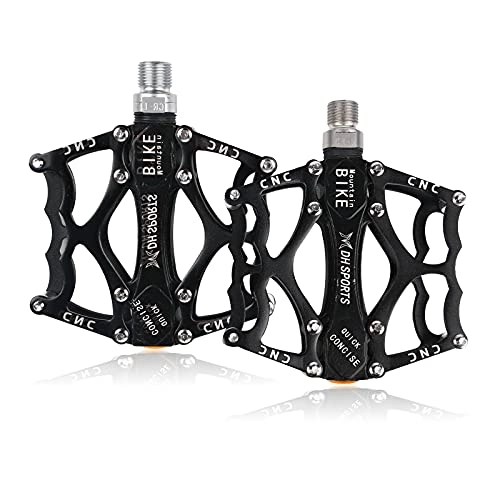 Mountain Bike Pedal : CJHZQYY Bicycle Pedal, Ultralight CNC Aluminum MTB pedals Mountain Bike Pedal Anti-slip Bearing Pedal Bicycle Accessories with Metal Texture 9 / 16, Widened Design, Double-sided Screws, Not slippery