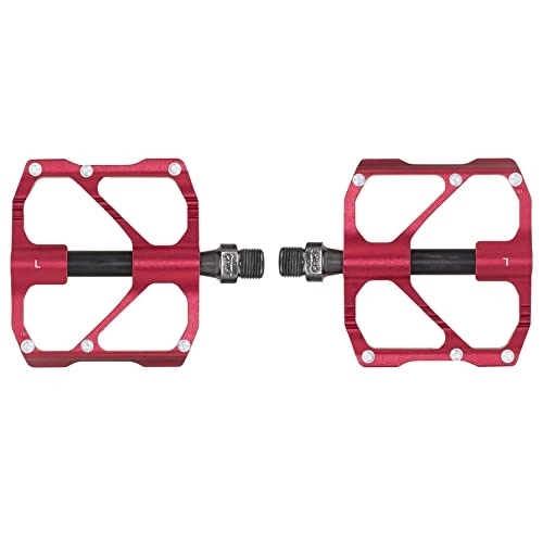 Mountain Bike Pedal : CJSTORE MTB Road Mountain Bike Pedals Bicycle Pedals, 3 Bearings Aluminum Alloy Surface Lightweight Non-Slip Aluminum Strong Pedals with Removable Anti-Skid Nails Fits Most Bikes, Red Pair