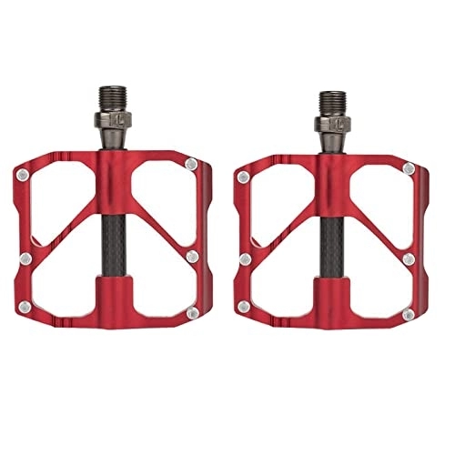Mountain Bike Pedal : CJSTORE MTB Road Mountain Bike Pedals Bicycle Pedals, 3 Sealed Lightweight Non-Slip Bearings Carbon Fiber Axle Tube Aluminum Alloy Surface with Removable Anti-Skid Nails, Red Pair (Size : B)