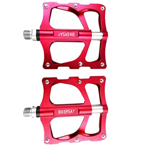 Mountain Bike Pedal : CLISPEED 1 Pair Mountain Bike Pedal Metal Bicycle Platform Flat Pedals for Road Mountain Cycling Road Bicycle (Red)