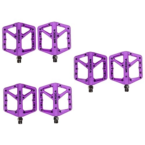 Mountain Bike Pedal : CLISPEED 3 Pairs Bicycle Pedal Bearing Treadle Bike Pedals Mountain Bike Adult Bike Treadle Bike Accessories for Kids Mountain Road Pedal Purple Bicycle Car Universal Steel Shaft Travel
