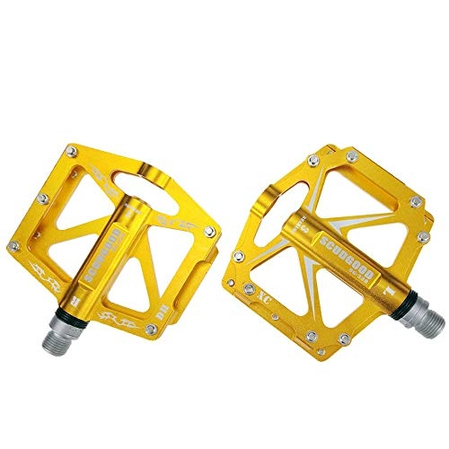 Mountain Bike Pedal : Cmpedals Bicycle Pedal, Double-Sided Foot Pedal CNC Machining Aluminum Alloy Body Cr-Mo 9 / 16" Threaded Spindle, 3 Sealed Bearing Pedal Mountain Bike Pedal Comfort, Gold