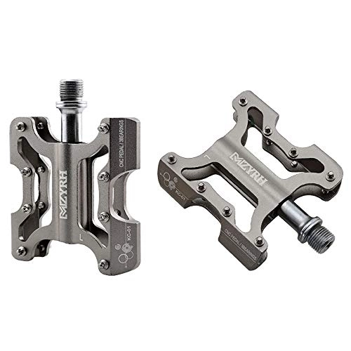 Mountain Bike Pedal : Cmpedals Mountain Bike Pedal, Non-Slip Knot, CNC Machined Aluminum Body Cr-Mo 9 / 16" Threaded Spindle, 3 Sealed Bearings Titanium Color