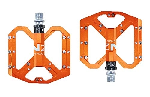 Mountain Bike Pedal : CMUNDLJQ 9 / 16 inch bicycle pedals, non-slip trekking pedals, mountain bike, road bike pedals, MTB pedals with ultralight aluminium alloy platform and 3 sealed bearings nezo (orange)