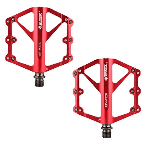 Mountain Bike Pedal : COCKE Bike Pedals Mountain, MTB Pedals, with Ultralight Aluminum Alloy Platform, Sealed Bearings, Non-Slip Trekking Pedals with Axle Diameter 9 / 16 Inches, Red