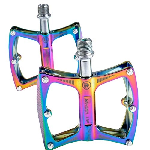 Mountain Bike Pedal : Colorful Cool Aluminum Alloy Bicycle Pedal Kit, High-Strength Anti-Skid Pedal For Road or Mountain Bike
