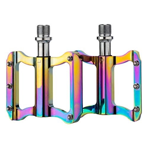 Mountain Bike Pedal : COSCANA Mountain Bike Pedals, Aluminum Non-Slip Durable Bicycle Cycling Pedals, 3 Bearing Colorful Pedals For BMX MTB Road Bicycle 9 / 16