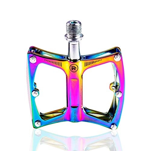 Mountain Bike Pedal : COSCANA Mountain Bike Pedals Colorful Flat Bicycle MTB Pedals 9 / 16 Lightweight Road Bike Pedals, Sealed Bearing Alloy Flat Pedals 1 Pair