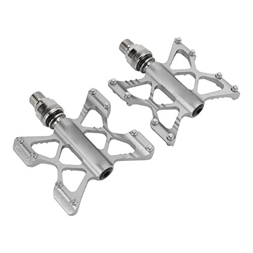 Mountain Bike Pedal : CUEA Bicycle Quick Release Pedals, Flat Edge Bike Pedal Wear Resistant CNC Cutting Aluminum Alloy for Road Bikes for Mountain Bikes(Silver (boxed))