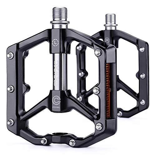 Mountain Bike Pedal : CXWXC Road / MTB Bike Pedals - Aluminum Alloy Bicycle Pedals - Mountain Bike Pedal with Removable Anti-Skid Nails (Black-Gray)