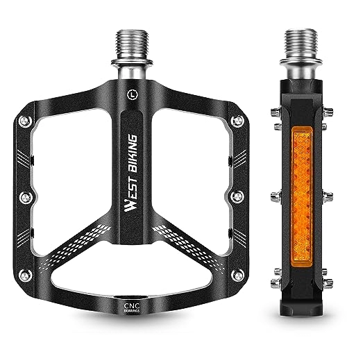 Mountain Bike Pedal : CYCLESPEED Bicycle Pedals Mountain Bike - MTB Pedals with Reflective Strips 3 Sealed - Bicycle Pedals Trekking for MTB, BMX, Road Bike Pedals (9 / 16 Inch) (Black)