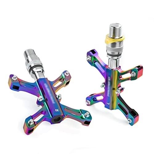 Mountain Bike Pedal : cycling pedals, cleat, Mountain MTB Quick Release Pedal Folding Road Bike Aluminum Alloy Pedals 9 / 16'' 3 Sealed Bearings (Color : Colorful)