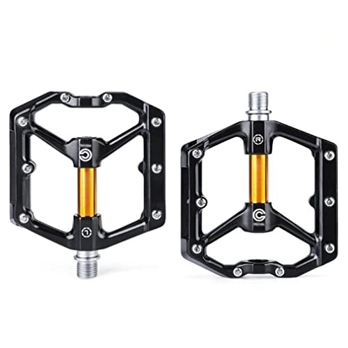 Mountain Bike Pedal : cycling pedals, cleat, Ultra-light All-aluminum Alloy Pedals 9 / 16'' Sealed Bearing With Cleats For Mountain Road Folding City Bike MTB BMX 380g (Color : Gold)