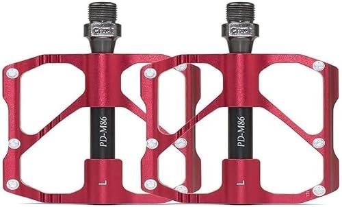 Mountain Bike Pedal : cycling pedals, road bikepedals, 9 / 16'' MTB Mountain Road Bike Aluminum Alloy Pedals 3 Sealed Bearing With Anti-Skid Nails Flat Pedals 232g (Color : Rood, Size : MTB)