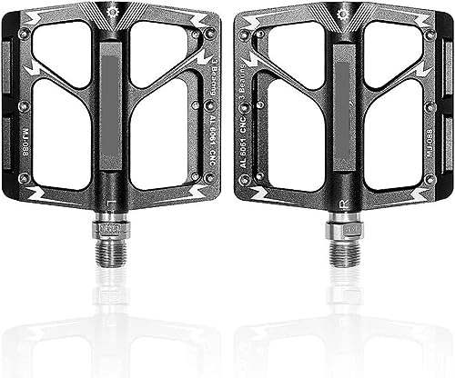 Mountain Bike Pedal : cycling pedals, road bikepedals, Alloy Platform Pedals 3 Sealed Bearings Pedals MTB Anti-Skit Pedals With Cleats 9 / 16" For Folding Road Mountain Bike BMX Cycling (Color : Red) (Color : Svart)