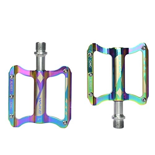 Mountain Bike Pedal : CYSKY Bicycle Platform Pedals MTB Pedals Aluminum Cycling Platform Pedals for Most Cycling BMX MTB Road Bicycle 9 / 16" Spindle Pedals Lightweight 3 Bearing Pedals One Pair(Bright)