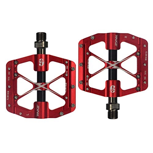 Mountain Bike Pedal : CYSKY Bicycle Platform Pedals MTB Pedals Mountain Bike Pedals 3 Bearing Aluminum CNC Cycling Platform Pedals for Most Cycling BMX MTB Road Bicycle 9 / 16" Spindle Pedals Lightweight One Pair(red)