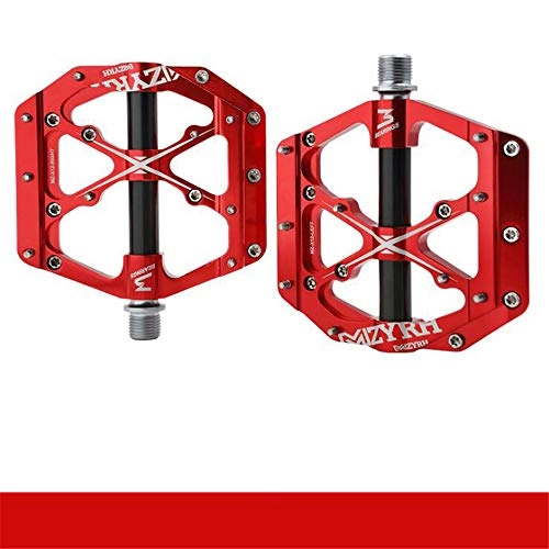 Mountain Bike Pedal : CZLABL Bicycle Pedal, 3 Bearing Bicycle Flat Pedals Chromium Molybdenum Steel Axis MTB Road Cycling Bike Pedals Utral Sealed Universal Threaded Parts, Red