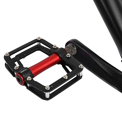 Mountain Bike Pedal : DAUERHAFT 1 Pair Mountain Bike Pedals Hollow-Out Corrosion Resistance, for Bicycle Cycling Replacement Parts(Black red)