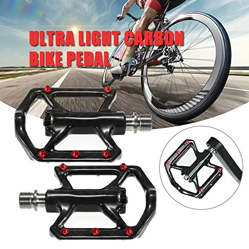 Mountain Bike Pedal : Dbloom Ultra Light Bike Pedals Lightweight Carbon Fiber Platform Pedals Three Bearing MTB Road Bike Bicycle Cycling Pedals Titanium Axle