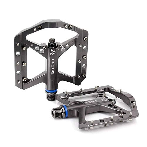 Mountain Bike Pedal : ddmlj Bicycle Pedals, Downhill Cars, High Polished Aluminum Alloy, Mountain Road Bike Pedals-Titanium
