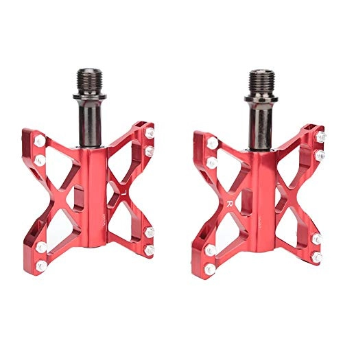 Mountain Bike Pedal : Delaman Bike Pedals, 1 Pair Bike Pedals Chromium-Molybdenum Steel Bearing Replacement for Mountain Road Bike(Red)