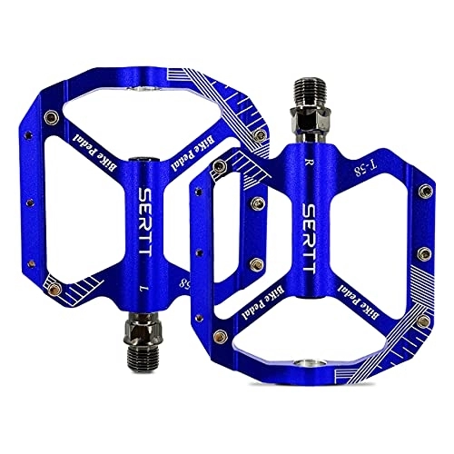 Mountain Bike Pedal : DERVISH Mountain Bike Pedals MTB Pedals Bicycle Flat Pedals , Aluminum Alloy CNC with Removable Anti-Skid Nails Bicycle Pedals , 9 / 16" Sealed Bearing, for Mountain Road BMX MTB Bike (Blue)