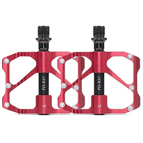 Mountain Bike Pedal : Desert camel Bicycle Pedals, Aluminum Alloy Bearing Pedal Road Bike Ultra Light Palin Pedals, Suitable for Mountain Bike Road Bike Riding, Red, B