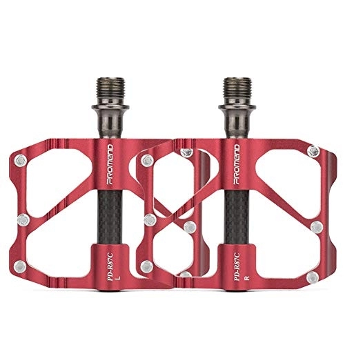 Mountain Bike Pedal : Desert camel Bicycle Pedals, Aluminum Alloy Bearing Pedals, Carbon Fiber Bicycles, Palin Pedals, Suitable for Mountain Bike Road Bike Riding, Red, B