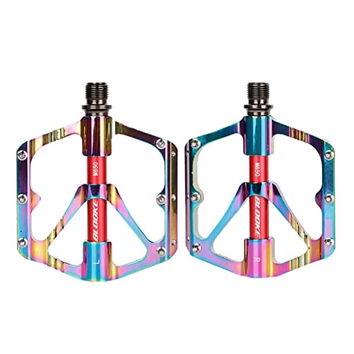Mountain Bike Pedal : DFBGL Bike Pedals, Mountain Road Bicycle Flat Pedals, 9 / 16" Sealed Bearing Lightweight Aluminum Alloy Colorful Wide Platform Cycling Pedal for Road Mountain BMX MTB Bike, A