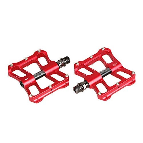 Mountain Bike Pedal : DHTOMC Mountain Bike Pedals 4 Bearings Bicycle Pedals Anti-slip Ultralight CNC Aluminum Alloy Anti-skid Surface (Size:Onesize; Color:Red)