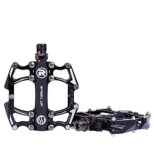 Mountain Bike Pedal : DHTOMC Mountain Bike Pedals Black Bicycle Pedal Aluminum Alloy Bearing Mountain Pedal Anti-skid Pedal for MTB Road Bicycle (Color : Black, Size : One size)