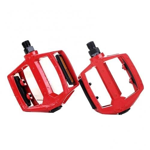 Mountain Bike Pedal : DiJiaXie Bicycle Pedal Aluminum Alloy Bicycle Pedal with Reflective Strips Mountain Bike Bearing Pedal Cycling Parts 1 Pair Lightweight Anti-slip (Color : Red)