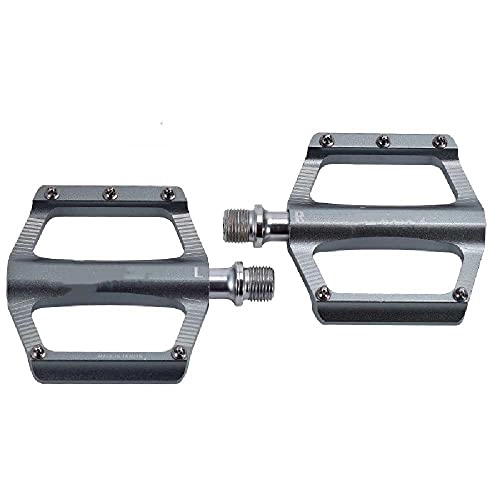 Mountain Bike Pedal : Dingq Non-slip Durable Flat Pedals, Hybrid Power Booster Pedals, Suitable for Mountain Bikes and Road Folding Bikes Titanium color / pair