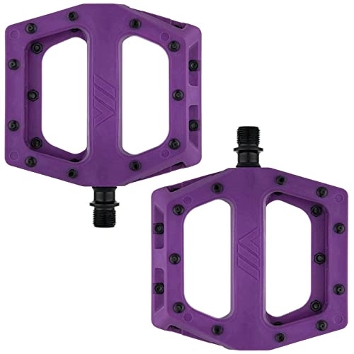 Mountain Bike Pedal : Dmr V11 Flat Mountain Bike Pedals - Purple / Black, Steel Axle / Pair Lightweight Nylon Composite Plastic MTB Cycling Part Downhill Freeride Ride Trail Dirt Jump Cycle Wide Platform Tuneable Pin Grip