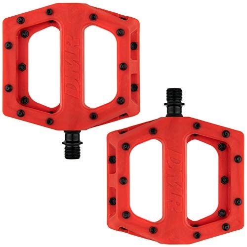 Mountain Bike Pedal : Dmr V11 Flat Mountain Bike Pedals - Red / Black, Steel Axle / Pair Lightweight Nylon Composite Plastic MTB Cycling Part Downhill Freeride Ride Trail Dirt Jump Cycle Wide Platform Tuneable Pin Grip