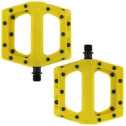 Mountain Bike Pedal : Dmr V11 Flat Mountain Bike Pedals - Yellow, Steel Axle / Pair Lightweight Nylon Composite Plastic MTB Cycling Part Downhill Freeride Ride Trail Dirt Jump Cycle Wide Platform Tuneable Pin Grip