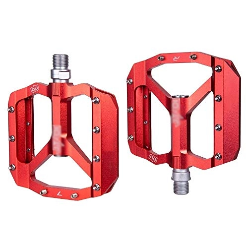 Mountain Bike Pedal : DONGKER Bike Pedals, Aluminum Alloy Bearing Comfortable Wide Palin Pedals for Outdoor Mountain Cycling (red)