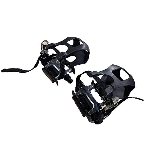 Mountain Bike Pedal : DONGKER Bike Pedals, Mountain Bicycle Pedals Fixed Pedal with Clips and Straps for Exercise Bike, Spin Bike and Outdoor Bicycles