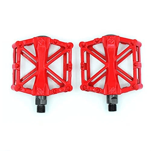 Mountain Bike Pedal : Double Ball Aluminum Alloy Widen Mountain Bike Pedal Light Weight And Wear Resistance For Road Bike Mountain Bike Dead Fly Etc (Color : Red 1pair)