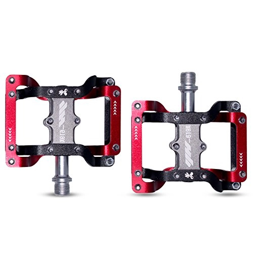 Mountain Bike Pedal : DRBIKE Mountain Bike Pedals, 9 / 16 Inch Flat CNC Aluminum Cycling Pedals for MTB Bicycles with Replaceable Grips Pins