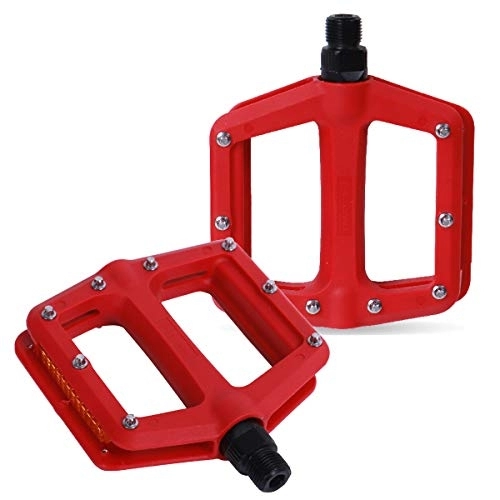 Mountain Bike Pedal : DRBIKE MTB Pedals Mountain Bike Pedals Lightweight Nylon Fiber Bicycle Platform Pedals for BMX MTB Road Fixie 9 / 16", Red
