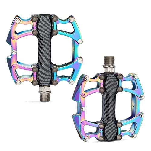 Mountain Bike Pedal : DRILLING Sun MS Wide Pedaling Mountain Bike Pedal Colorful Chameleon Pedals Compatible With Mtb 9 / 16'' Universal Alloy Durable Bicycle Pedals Sun MS
