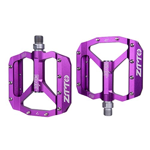 Mountain Bike Pedal : DROHOO 1 Pair MTB Bicycle Cycling Road Mountain Bike Flat Pedals Aluminum Alloy Pedals, Purple