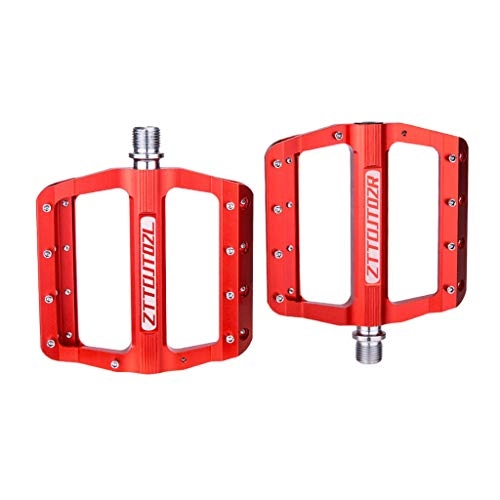 Mountain Bike Pedal : DROHOO 2 Pcs Mountain Bike JT02 Pedals CNC Alloy Bearing Non-slip Bicycle Pedal Strong, Red