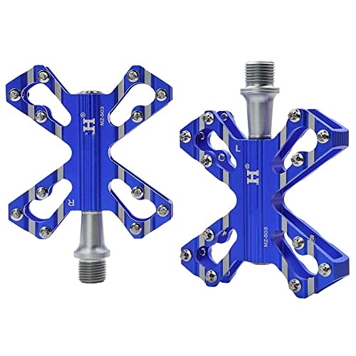 Mountain Bike Pedal : DSFHKUYB Bicycle Cycling Bike Pedals, Aluminum Antiskid Durable Mountain Bike Pedals Road Bike Hybrid Pedals with Sealed Bearing Pedals, Blue