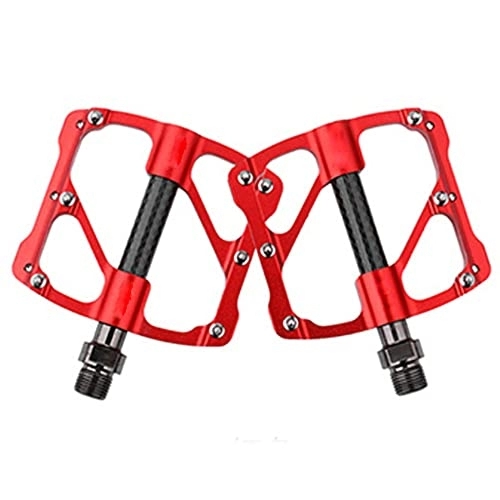 Mountain Bike Pedal : DSFHKUYB Mountain Bike Pedals Aluminum Alloy Bicycle Pedal Non-Slip 9 / 16 Inch 3 Bearings Cycling Platform Flat Pedals for MTB Road Bike, Red
